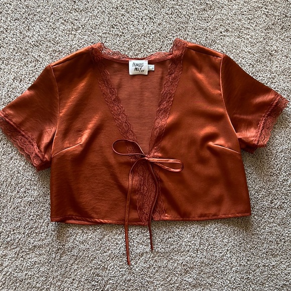 Princess Polly Vintage Tie Up Top Rust - Picture 2 of 5
